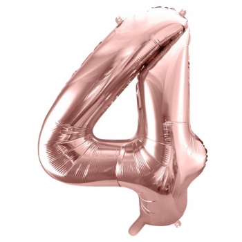 BALONY ZESTAW na 4 URODZINY ROSE GOLD CYFRA 100 cm