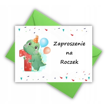 ZAPROSZENIA NA 1 URODZINY ROCZEK DINOZAURY