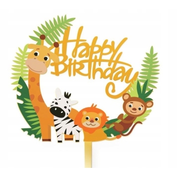 Topper Na Tort Zwierzątka Zoo Safari Urodziny Happy Birthday
