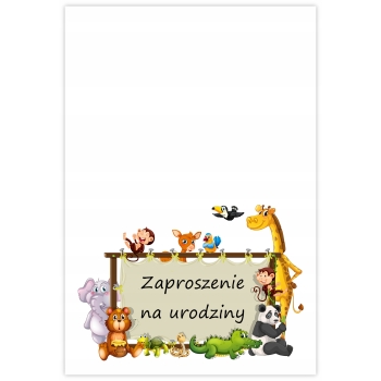 ZAPROSZENIA URODZINY dla dzieci ZWIERZĄTKA ZOO