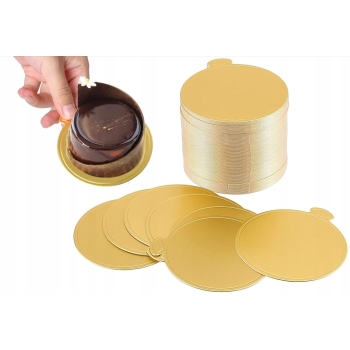 Bankietówka OKRĄGŁA złota podkładki pod monoporcję ciasto 10 cm 100szt