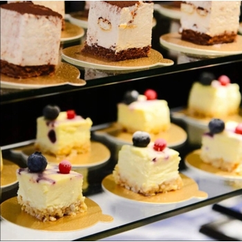 Bankietówka OKRĄGŁA złota podkładki pod monoporcję ciasto 10 cm 100szt