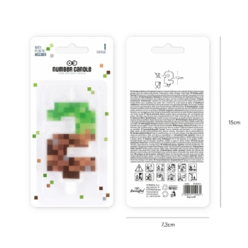 ŚWIECZKA CYFERKA CYFRA 2 MINECRAFT PIKSEL PIKSELE GRA URODZINOWA NA TORT