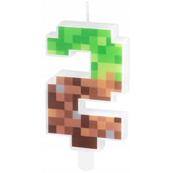 ŚWIECZKA CYFERKA CYFRA 2 MINECRAFT PIKSEL PIKSELE GRA URODZINOWA NA TORT