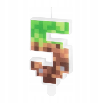 ŚWIECZKA CYFERKA CYFRA 5 MINECRAFT PIKSEL PIKSELE GRA URODZINOWA NA TORT