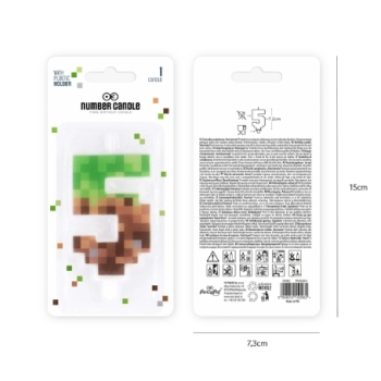 ŚWIECZKA CYFERKA CYFRA 5 MINECRAFT PIKSEL PIKSELE GRA URODZINOWA NA TORT