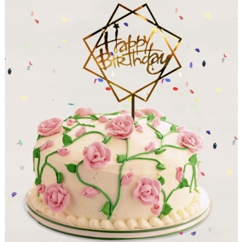 TOPPER ZŁOTY HAPPY BIRTHDAY Dekoracja tort Urodziny