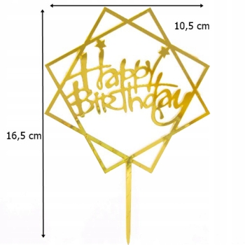 TOPPER ZŁOTY HAPPY BIRTHDAY Dekoracja tort Urodziny