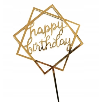 TOPPER ZŁOTY HAPPY BIRTHDAY Dekoracja tort Urodziny
