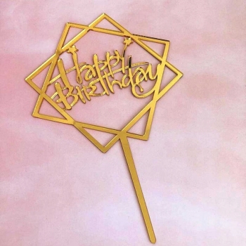 TOPPER ZŁOTY HAPPY BIRTHDAY Dekoracja tort Urodziny