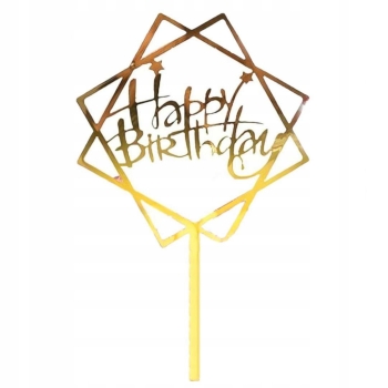 TOPPER ZŁOTY HAPPY BIRTHDAY Dekoracja tort Urodziny