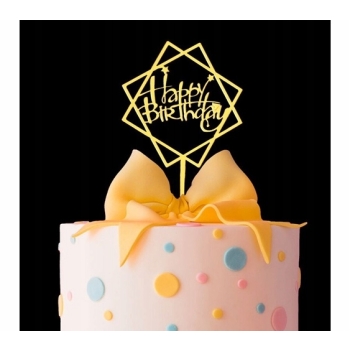 TOPPER ZŁOTY HAPPY BIRTHDAY Dekoracja tort Urodziny