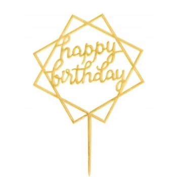 TOPPER ZŁOTY HAPPY BIRTHDAY Dekoracja tort Urodziny
