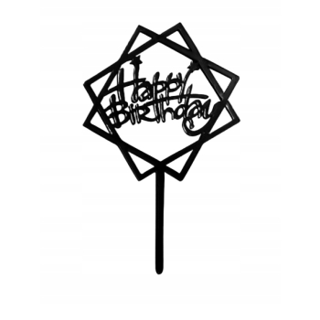 TOPPER CZARNY HAPPY BIRTHDAY Dekoracja tort Urodziny
