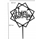 TOPPER CZARNY HAPPY BIRTHDAY Dekoracja tort Urodziny