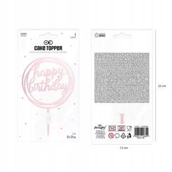 Topper na tort HAPPY BIRTHDAY Rose Gold dekoracja tort Urodziny