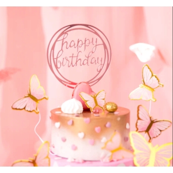 Topper na tort HAPPY BIRTHDAY Rose Gold dekoracja tort Urodziny