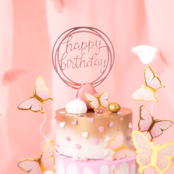 Topper na tort HAPPY BIRTHDAY Rose Gold dekoracja tort Urodziny