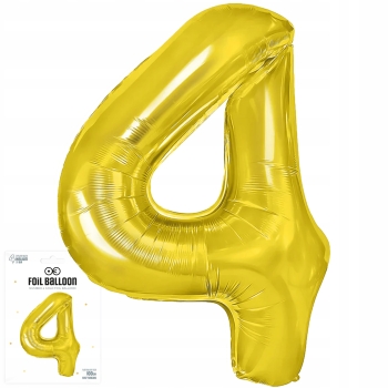Balon Foliowy Cyfra 4 ZŁOTA HEL złoty DUŻA 100 cm