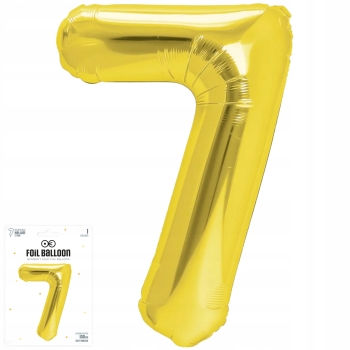 Balon Foliowy Cyfra 7 ZŁOTA HEL złoty DUŻA 100 cm