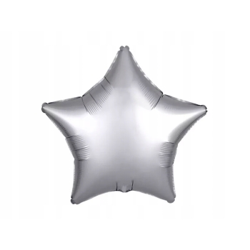 Balon foliowy GWIAZDA matowa srebrna Urodziny 45 cm 18”