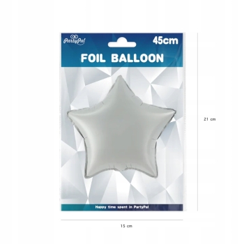 Balon foliowy GWIAZDA matowa srebrna Urodziny 45 cm 18”