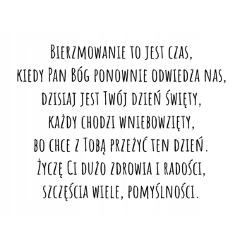 Kartka na bierzmowanie pamiątka bierzmowania gołąb krzyż Z ŻYCZENIAMI