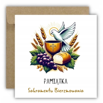 Kartka na bierzmowanie pamiątka bierzmowania hostia chleb Z ŻYCZENIAMI