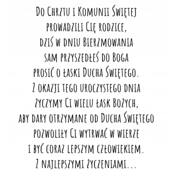Kartka na bierzmowanie pamiątka bierzmowania gołąb krzyż Z ŻYCZENIAMI