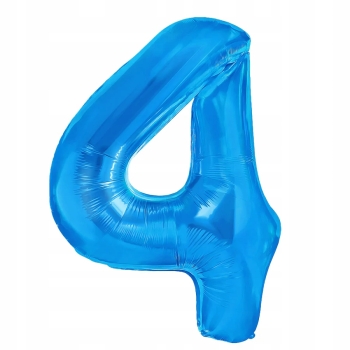 Balon Foliowy Cyfra 4 HEL DUŻA NIEBIESKA CHABROWA 100 cm