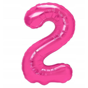 Balon Foliowy Cyfra 2 HEL DUŻA RÓŻOWY RÓŻOWA FUKSJA 100 cm
