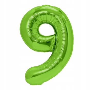 Balon Foliowy Cyfra 9 ZIELONA ZIELONY HEL DUŻA 100 cm