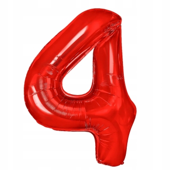 Balon Foliowy Cyfra 4 CZERWONA CZERWONY HEL DUŻA 100 cm