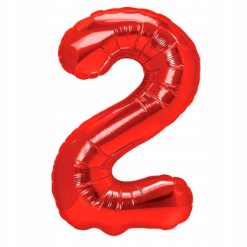Balon Foliowy Cyfra 2 CZERWONA CZERWONY HEL DUŻA 100 cm
