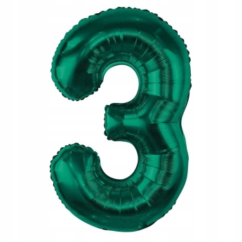Balon Foliowy Cyfra 3 Butelkowa Zieleń 100 cm Urodziny