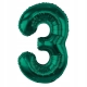 Balon Foliowy Cyfra 3 Butelkowa Zieleń 100 cm Urodziny