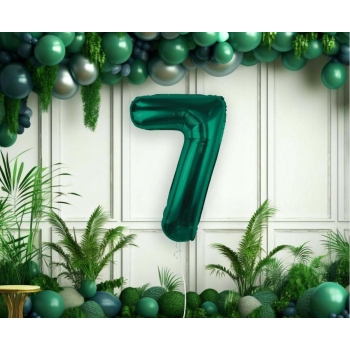 Balon Foliowy Cyfra 7 Butelkowa Zieleń 100 cm Urodziny