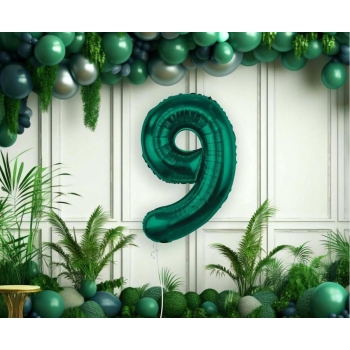 Balon Foliowy Cyfra 9 Butelkowa Zieleń 100 cm Urodziny