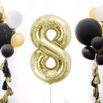 Balon foliowy cyfra 8 szampańska 100 cm Urodziny