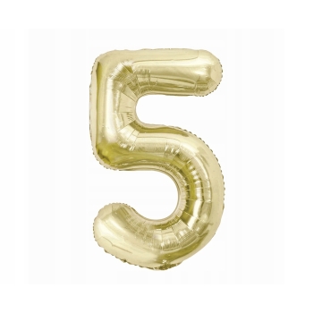 Balon foliowy cyfra 5 szampańska 100 cm Urodziny