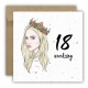 Kartka na 18 urodziny osiemnastkę urodzinowa z liczbą blondynka korona
