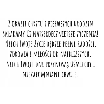 Kartka na chrzest i roczek 1 urodziny dla chłopca ubranko Z ŻYCZENIAMI