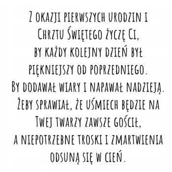 Kartka na chrzest i roczek 1 urodziny dla dziewczynki tort Z ŻYCZENIAMI