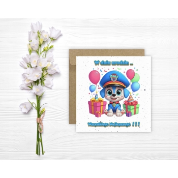 Kartka na urodziny urodzinowa dla dzieci psi patrol paw patrol balony