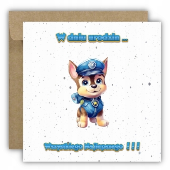 Kartka na urodziny urodzinowa dla dzieci psi patrol paw patrol piesek