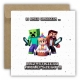 Kartka na urodziny dla dzieci minecraft Creeper tort miecz