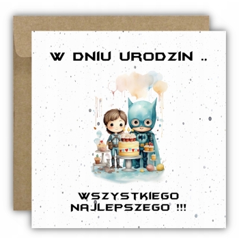 Kartka na urodziny dla dzieci Batman tort