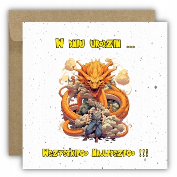 Kartka na urodziny dla dzieci Dragon Ball Z Son Goku smok