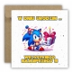 Kartka na urodziny dla dzieci Sonic X jeż czapeczka prezent świeczka
