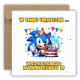 Kartka na urodziny dla dzieci Sonic X jeż czapeczka torcik girlanda
